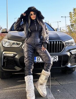 Stylovy damsky čierny overal na lyzovanie + bunda NOVE - 2