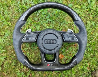 AUDI VOLANT KARBONOVY ZKOSENY s airbagom a RS padlami - 2