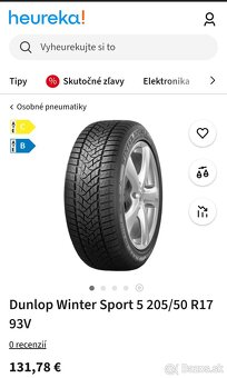 Zimne PNEU DUNLOP 205/50 R17 - 2