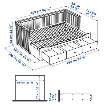 IKEA HEMNES rozkladacia posteľ + matrace ako možnosť - 2