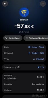 Letenky: Košice - Praha; 21.03. 12:30 - 2