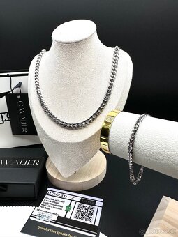 Cavalier Prestige Cuban Set, silver (chain + bracelet) - 2