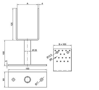 Nové Kotviace pätky tvar U s podstavou na sklade - 2
