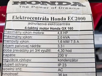 Predám elektrocentrálu Honda - 2