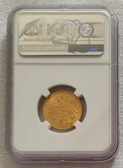 Zlatá rakúska 20 koruna FJI, 1909 Schwartz bz, NGC MS63 - 2
