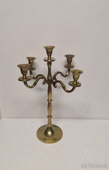 Mosadzný svietnik 4 ramenný na 5 sviečok - 2