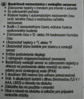 Bezdrôtová meteostanica - 2