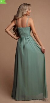 Zelené spoločenské šaty na ramienka - 2