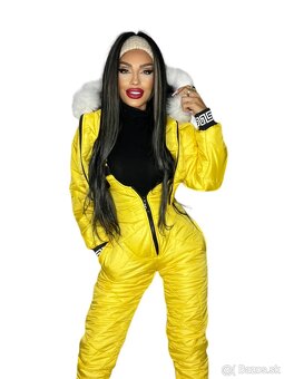 Moderna damska zlta lyziarska kombineza s kozusinou NOVA - 2