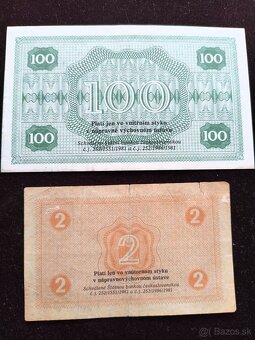 ÚSTAVNÉ POUKÁŽKY : 100-Korún + 2-Koruny - 2