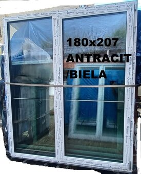 Dvojdielne balkonove dvere 150 x 207 trojsklo 48 mm antracit - 2