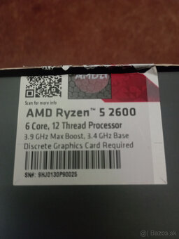 Predám procesor AMD Ryzen5 2600, komplet s chladicom - 2