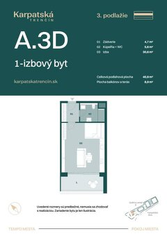 RADO | Rezidencia Karpatská A.3D, 1i byt 40,9m2 s terasou 8, - 2