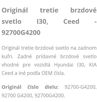 Tretie brzdové svetlo Huyndai I30 Kia Ceed - 2