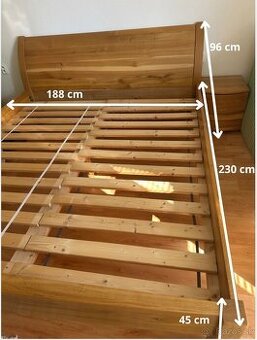 Masív posteľ dubové drevo + 2ks nočný stolík masív - 2
