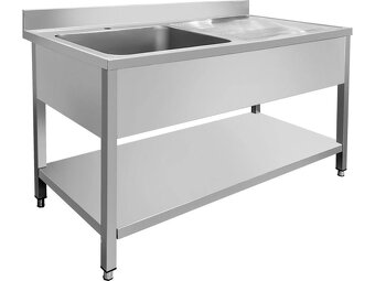 Nerezový dřez s odkapávací plochou a spodní policí - 2