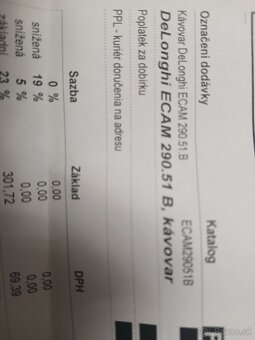 Predam novy DeLONGI ECAM 290.51B - 2