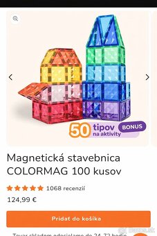 Magnetická stavebnica 100 kusov nová colormag packeta v cene - 2