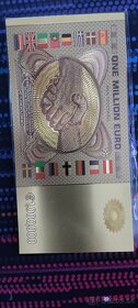 pozlatená reliéfna 1 000 0000€ bankovka - 2