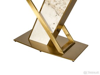 zlatý glamour stôl s mramorovou doskou PREMIUM 180 - 2