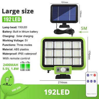 Predám extra jasne solárne svetlá senzorom pohybu +diaľkové - 2