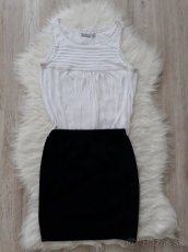 Čierna sukňa, biely top S-M - 2