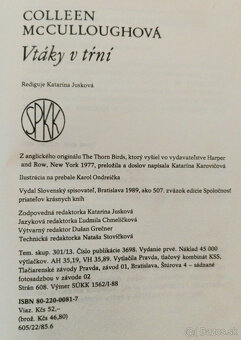 Predám knihu Colleen McCulloughová – Vtáky v tŕní, 1989 - 2