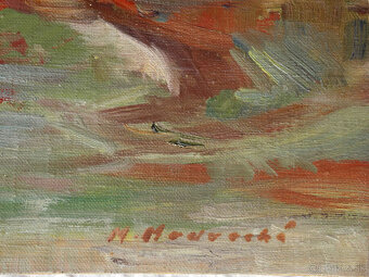 Medvecká Mária, Oravské polia, olej na sololite, 19x50 - 2