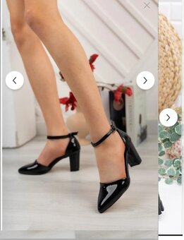 NOVÉ Čierne lakované lodičky - vysoké, veľ. 37 - 2