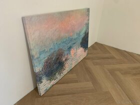 Obraz na plátne 100x70cm - Monet: Západ slnka na Seine - 2