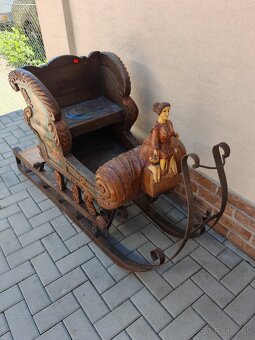 Veľké drevené starožitné sane - 2
