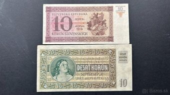 Bankovky Slov.štát 10Ks Neperforované jednočíselné série - 2