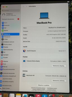 MacBook Pro 15 touchbar (2019) i7-8 jadro, 16GBram, 512GBssd - 2