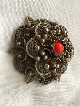 Starozitny privesok filigriansky strieborny brosna - 2