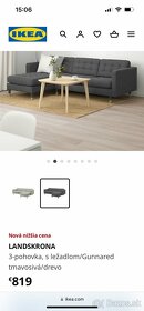 Rohová sedacia súprava s ležadlom-Landskrona IKEA (v záruke) - 2