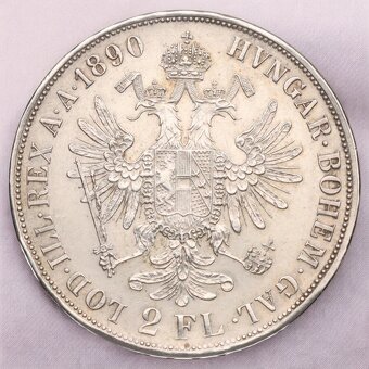 Strieborná minca 2 zlatníky 1890 – František Jozef I.,Viedeň - 2