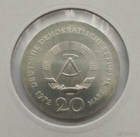 Pamatne mince DDR - 10 + 20 Marka striebro, nickel, - 2