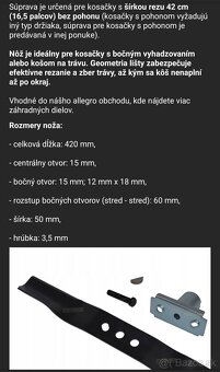 Predam novy noz do kosačky 42cm - 2
