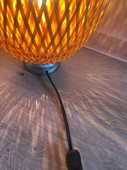 IKEA BOJA Stolná lampa poniklovaný bambus ratan - 2
