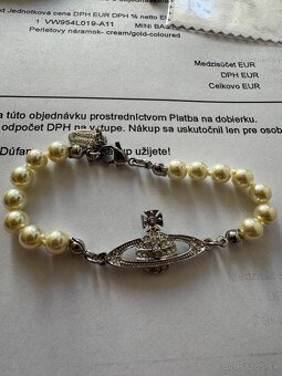 Vivienne westwood malý strieborný perlový náramok - 2