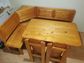 Rohová lavica, stôl a stoličky z masívu ( súprava ) - 2