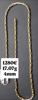 Zlatá retiazka Sausage model.Nová 17.05g,55.5 cm,4 mm-šírka - 2