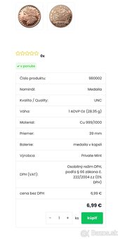 Investičná meď 1oz - 2