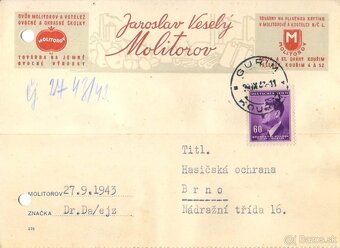 Poštové známky, filatelia: ČSR 1939-44 obálky a pošt. lístky - 2