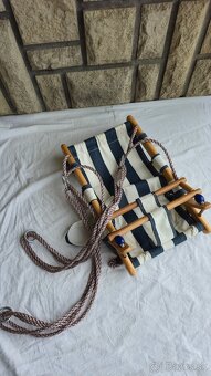 Hojdačka Leq fumiko - detská, tkanina/drevo, modrá - 2