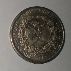 Predám mincu - Švajčiarsko 5 Frankov 1869 - 2
