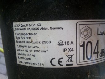 Predám elektrický drvič,štiepkovač - 2