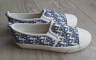 Bielo/modre slip on tenisky - 2