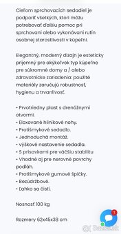 Stolička do sprchy, výškovo nastaviteľná - 2