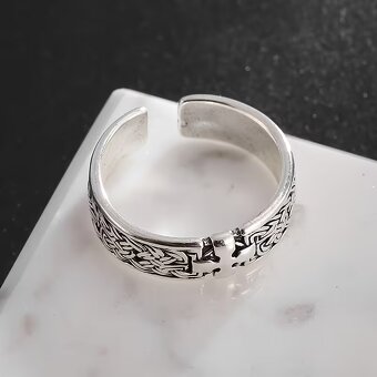 Vintage prsteň s keltským uzlom a krížom - 2